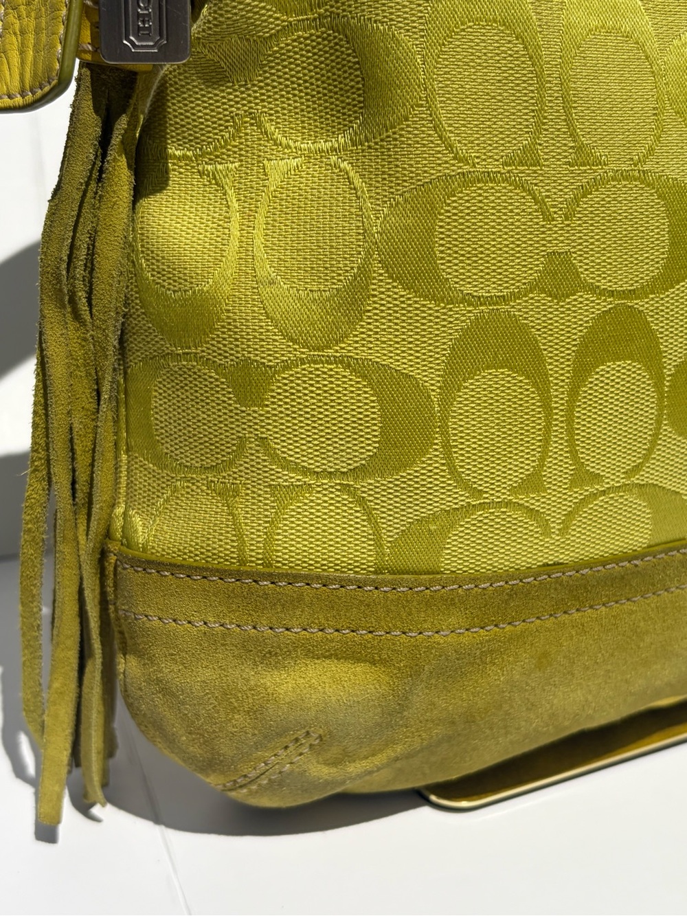 Y2K Lime Green Coach Signature East West Duffle / Soh… - Gem